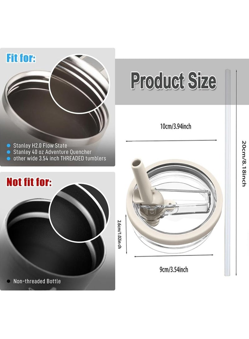 ستانلي غطاء كوب ستانلي سعة 1.2 لتر مزود بشفاطة علوية قلابة، مضاد للانسكاب متوافق مع ستانلي كوينشر وقابل لإعادة الاستخدام ومانع للتسرب كغطاء لاكسسوارات ستانلي، قطعتان - Image 2